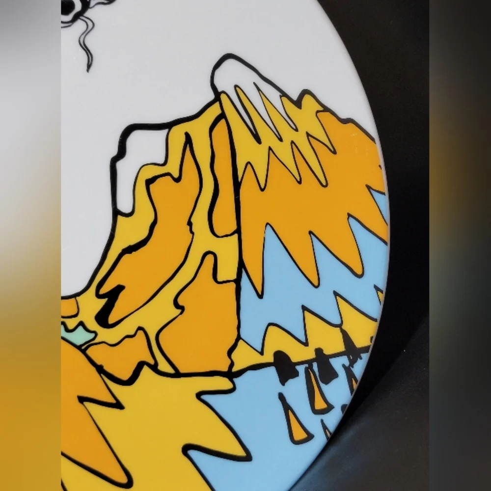 IKEA Sweden Flying Koi Fish Over Mountains 11” Dinner Plate 23102 Made in Poland